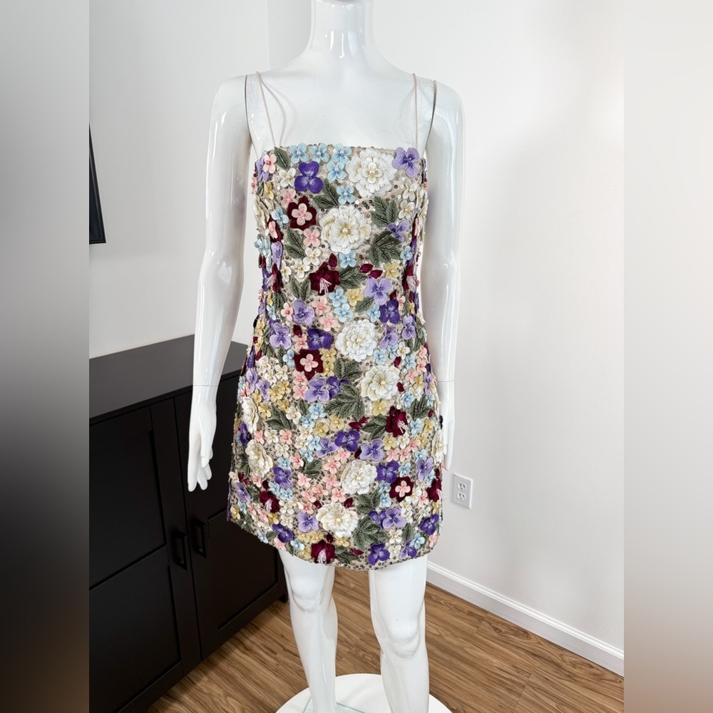Alice + Olivia Velia Floral Embellished Minidress $1495 NWT Size 4 - Picture 5 of 13
